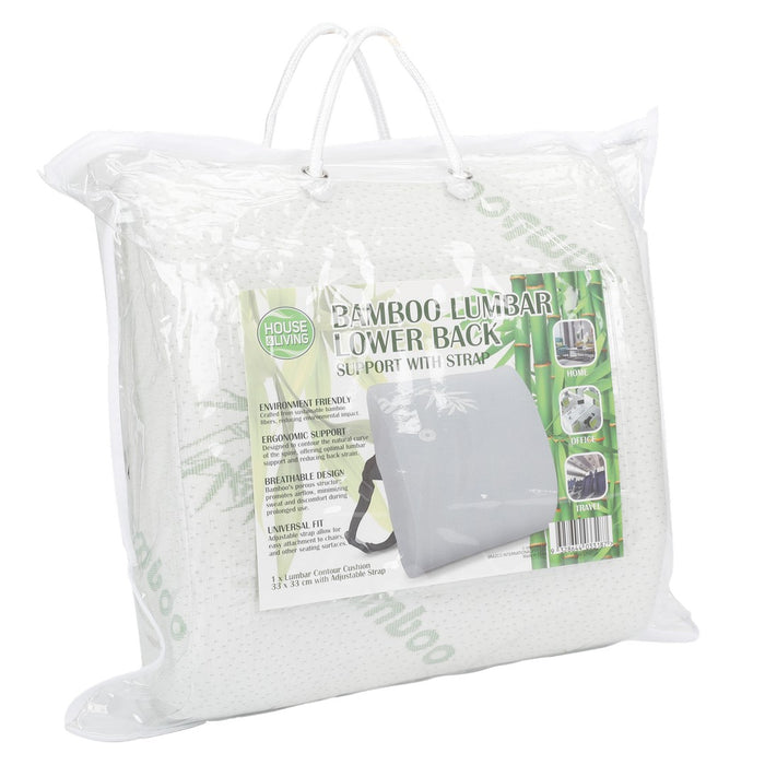 Pillow Lumbar Support W/strap Bamboo product photo - Price Busters Variety