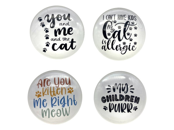 Round Glass Cat Magnet 4 Assorted – 5cm