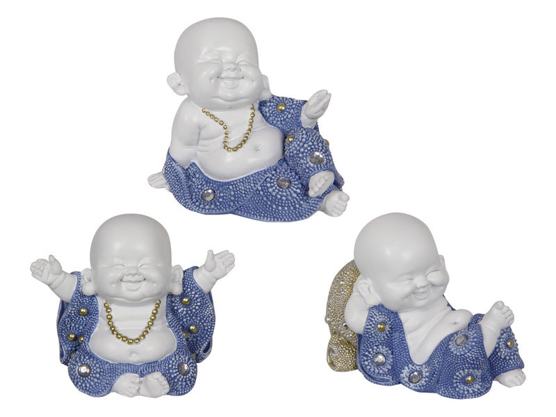 Sitting Buddha Monk Blue & White – 8cm