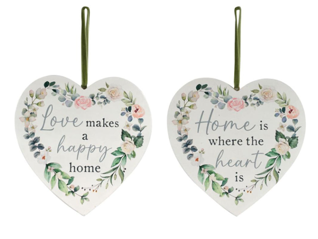 Heart Plaque with Love And Home – 15cm