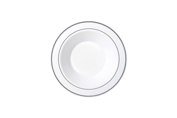 Deluxe Bowl Silver Rim - 19cm - 6 Pack