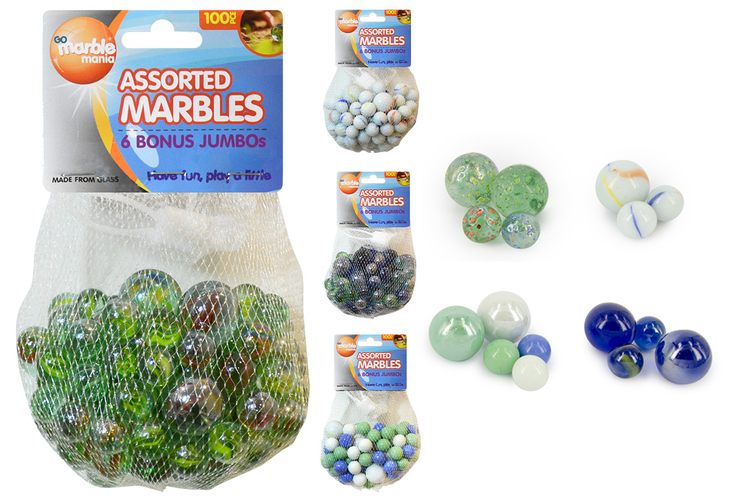 100 Piece Marbles with 6 Bonus Jumbo Marbles