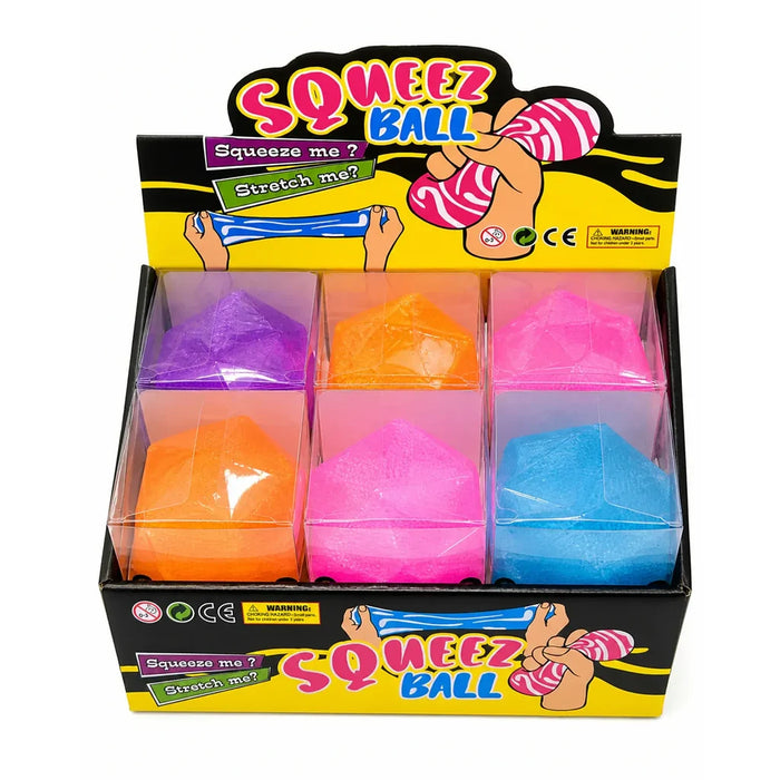 Crystal colour cube squishy toy in an assorted colour, 6 x 6cm