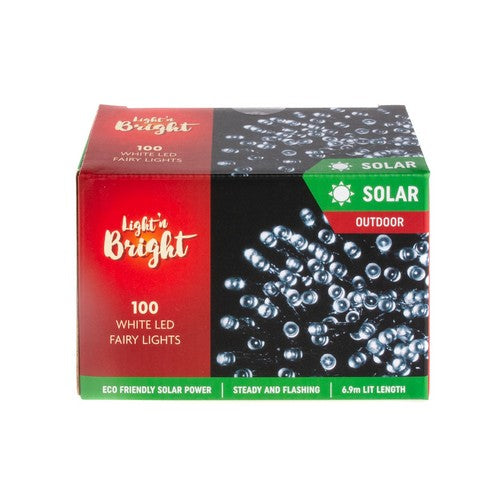 Lights Fairy Solar White 2F 100 Pack - Christmas product at Price Busters Variety