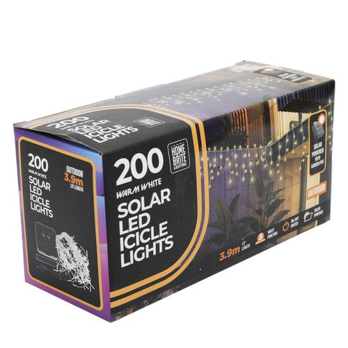 Solar Icicle Light 200Pc Warm
