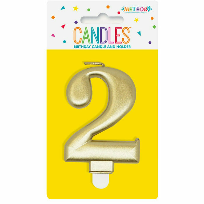 Metallic Gold Birthday Candle - Number 2 - product image