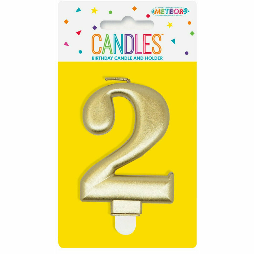 Metallic Gold Birthday Candle - Number 2 - product image