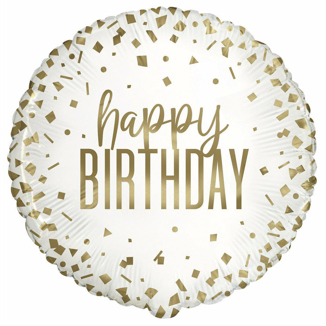 Confetti Gold B/Day 45cm (18") Foil Balloon Package