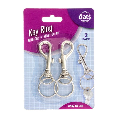 Key Ring Metal Silver with Clip 2 Pack - Stationery product at Price Busters Variety