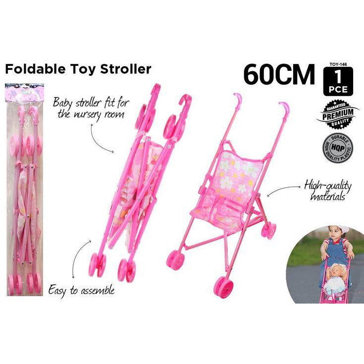1pce Plastic Toy Stroller 60cm