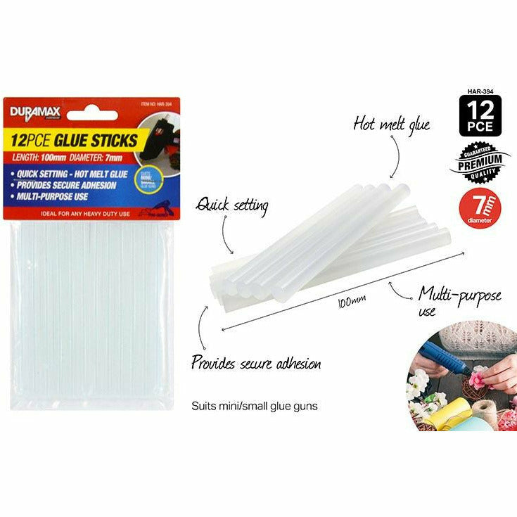 12pce Glue Sticks-100mm-Clear(HAR-388)