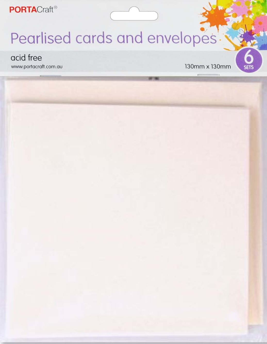 Pearlise Card & Env Sq 13Cm 250Gsm 6 Pack 03 White paper craft product photo