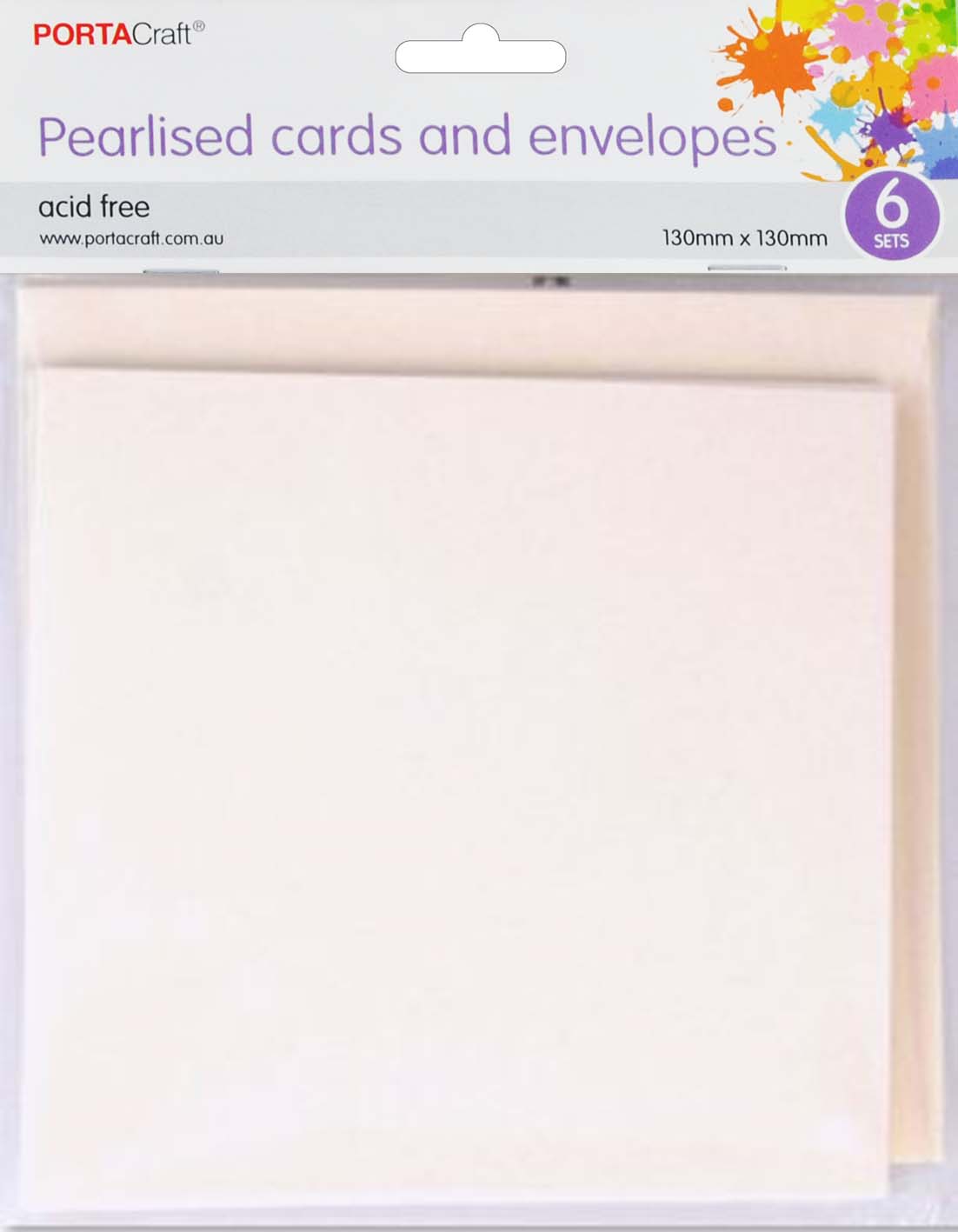 Pearlise Card & Env Sq 13Cm 250Gsm 6 Pack 03 White paper craft product photo