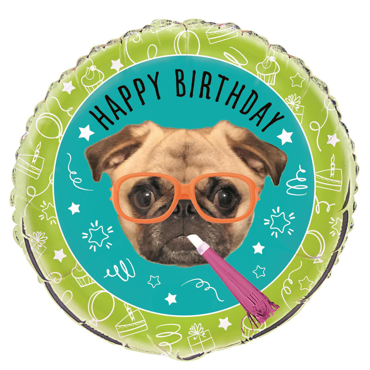 Pug Puppy Birthday 45cm (18") Foil Balloon Packaged