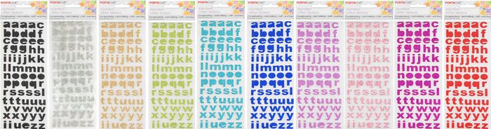 Alphabet Glitter Stickers Arial 10 Assorted paper craft product photo