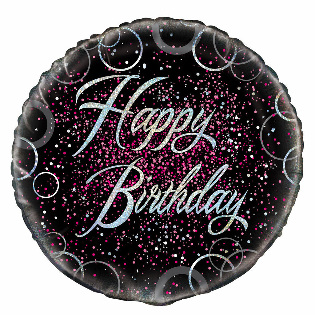 Glitz Pink Happy Birthday 45cm (18") Foil Balloon Packaged