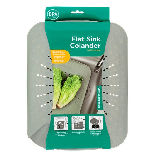 Colander Flat PP Grey 33x26.5cm - Kitchen product at Price Busters Variety