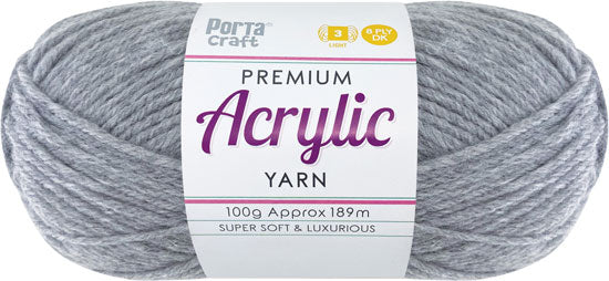 Acrylic Yarn 100g 189m 8 Ply Solid 12 Silver Grey yarn product photo