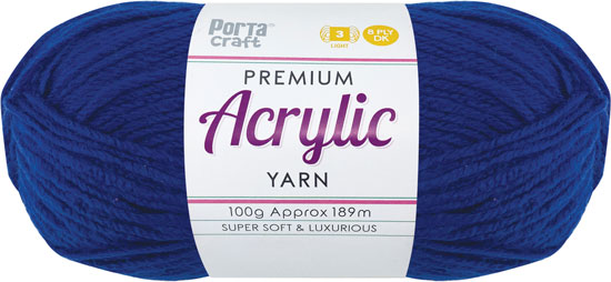Acrylic Yarn 100g 189m 8 Ply Solid 47 Royal Blue yarn product photo