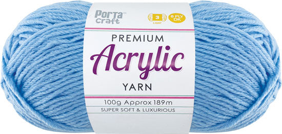Acrylic Yarn 100g 189m 8 Ply Solid 50 Baby Blue yarn product photo