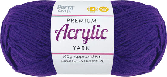 Acrylic Yarn 100g 189m 8 Ply Solid 44 Violet yarn product photo