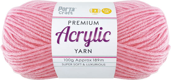 Acrylic Yarn 100g 189m 8 Ply Solid 34 Baby Pink yarn product photo
