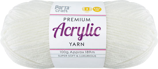 Acrylic Yarn 100g 189m 8 Ply Solid 13 Day Dream White yarn product photo