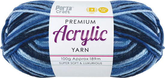 Acrylic Yarn 100g 189m 8 Ply Multi 32 Sapphire yarn product photo