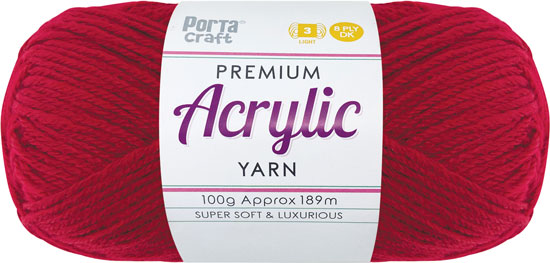Acrylic Yarn 100g 189m 8 Ply Solid 27 Ruby yarn product photo