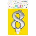 Metallic Silver B'Day Candle- Number 8