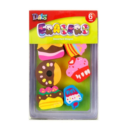 Eraser 6 Pack Mixed Designs - Stationery product at Price Busters Variety