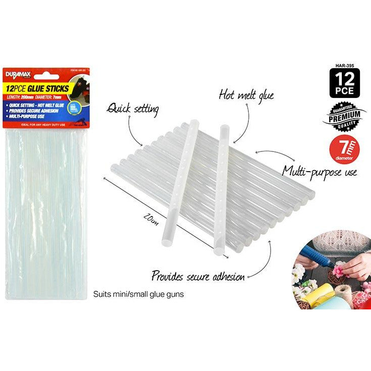 12pce Glue Sticks-200mm-Clear(HAR-388)