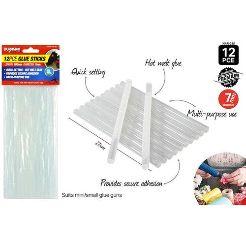12pce Glue Sticks-200mm-Clear(HAR-388)