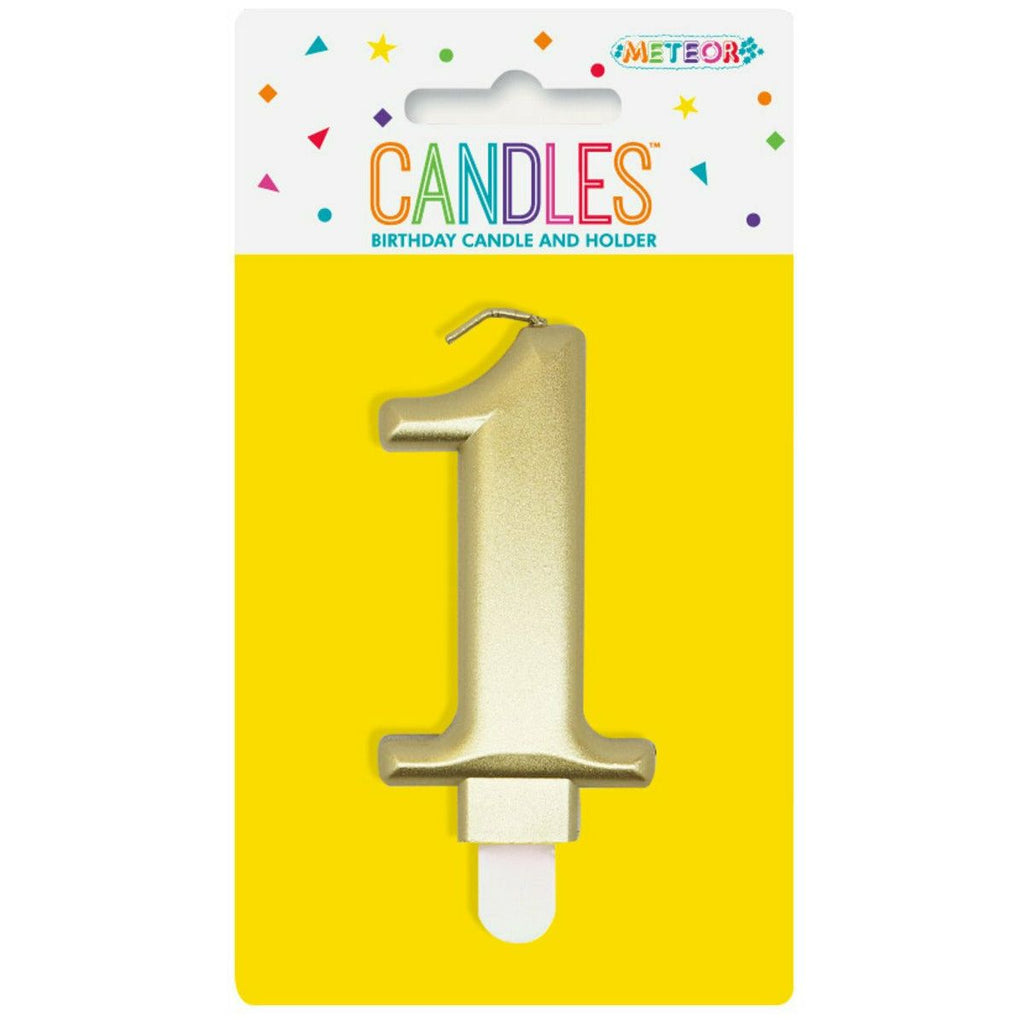 Metallic Gold B'Day Candle - Number 1