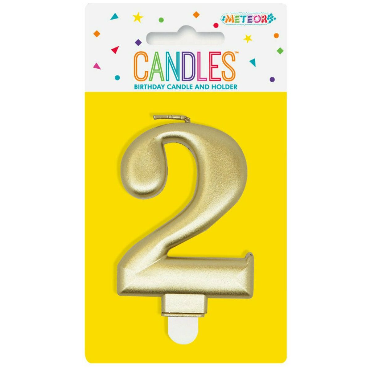 Metallic Gold B'Day Candle - Number 2