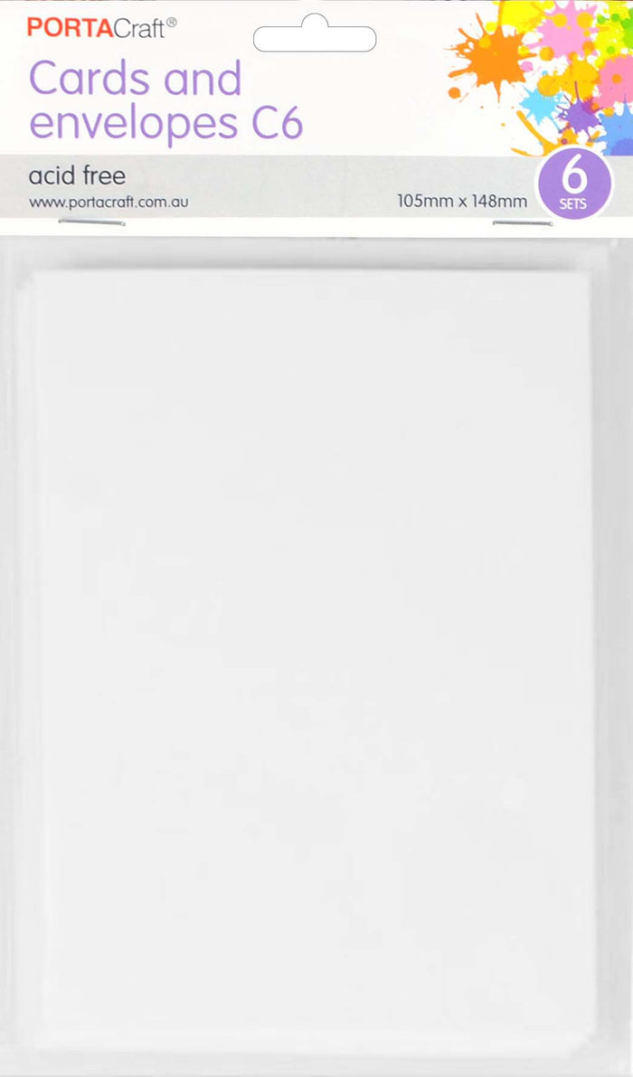 Cards & Envelopes C6 230gsm 6 Pack 03 White paper craft product photo