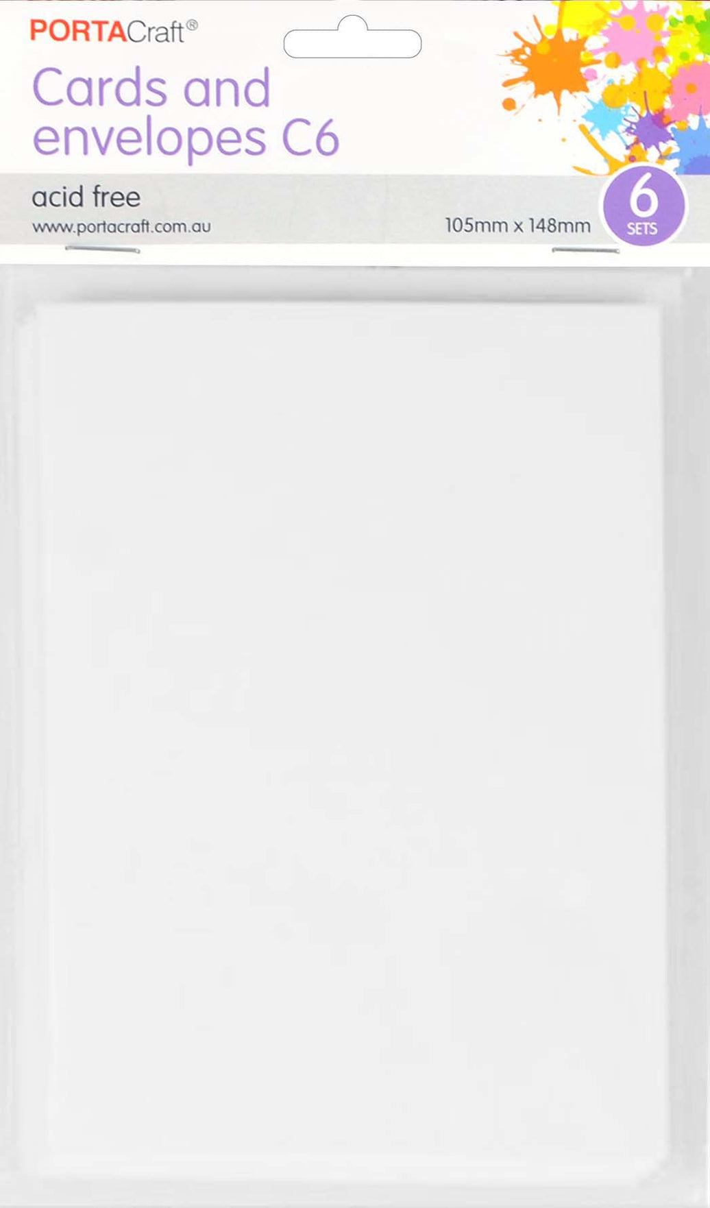 Cards & Envelopes C6 230gsm 6 Pack 03 White paper craft product photo