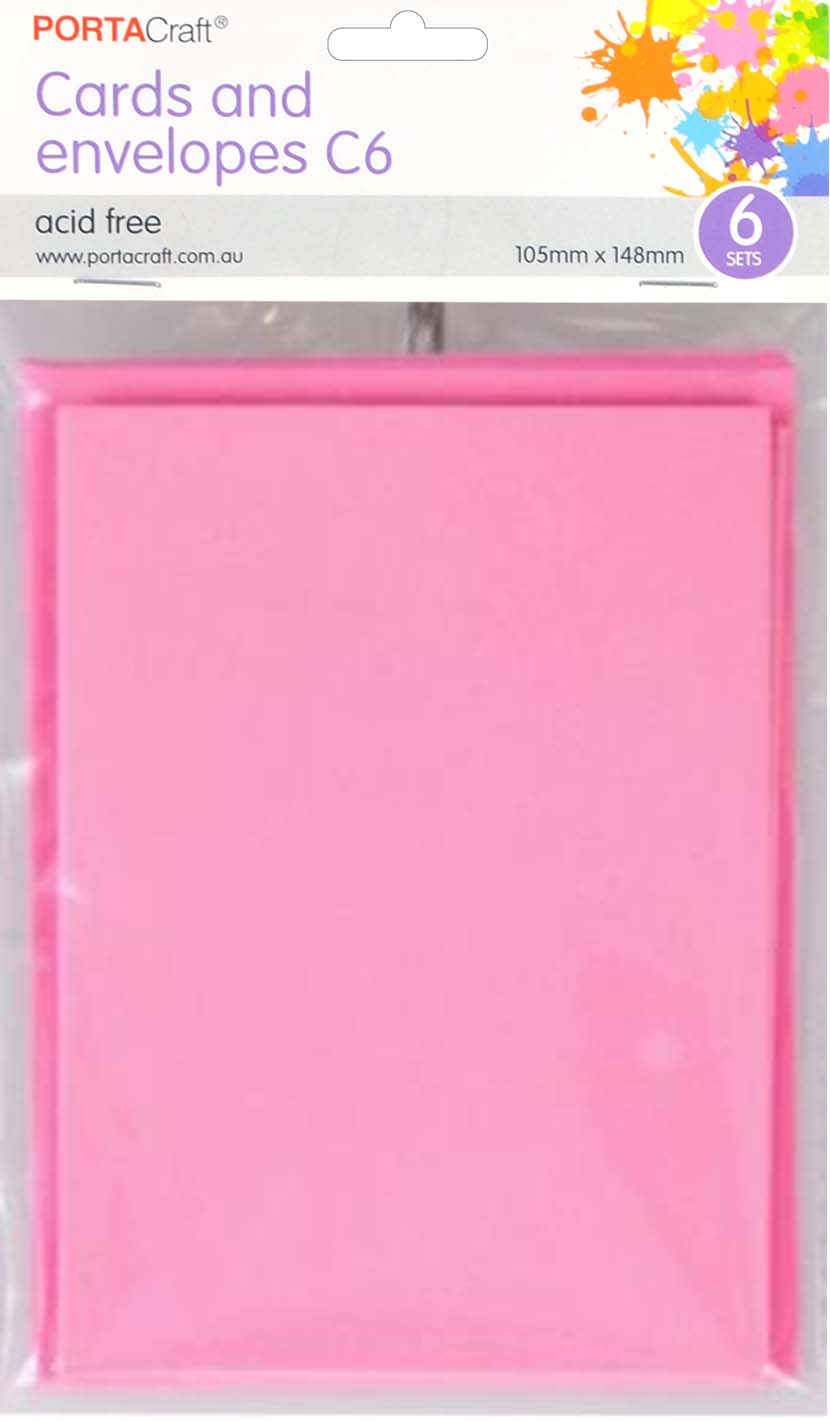 Cards & Envelopes C6 230gsm 6 Pack 16 Hot Pink paper craft product photo