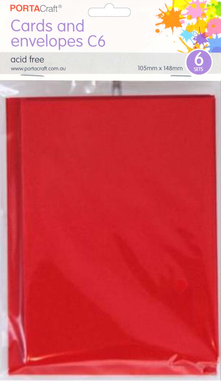 Cards & Envelopes C6 230gsm 6 Pack 19 Crimson Red paper craft product photo