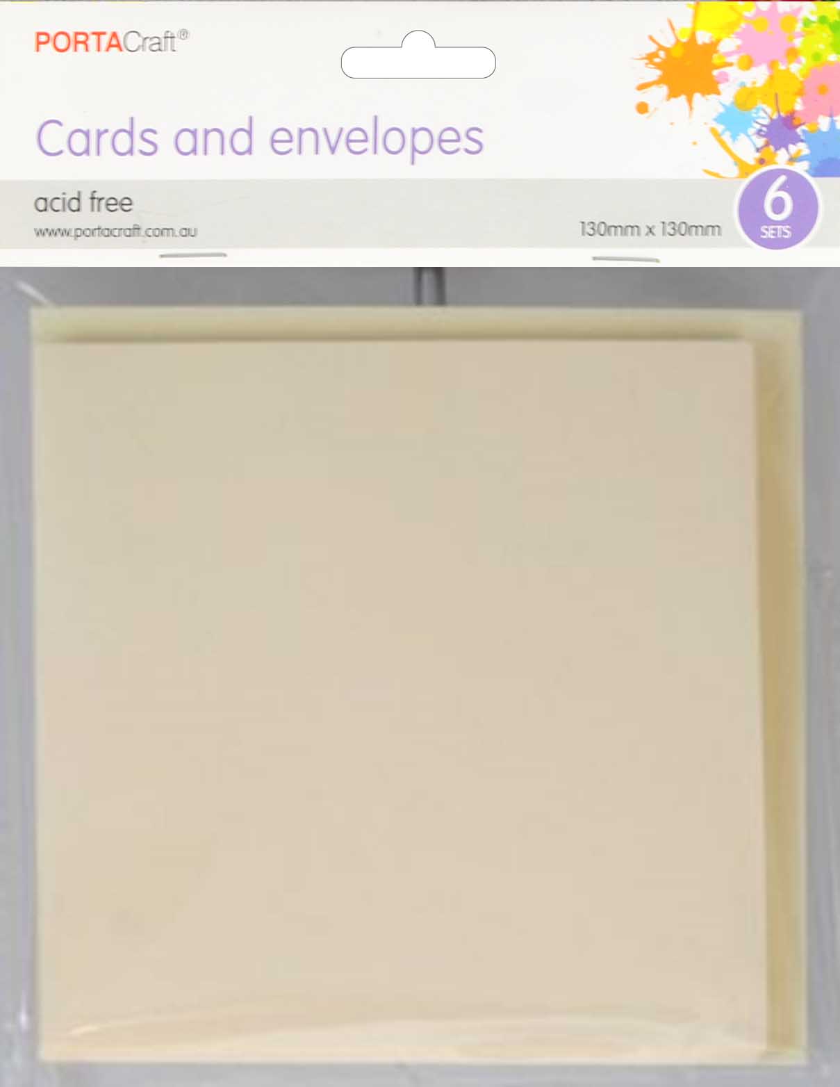 Cards & Envelopes Square 13cm 230gsm 6 Pack 04 Cream paper craft product photo