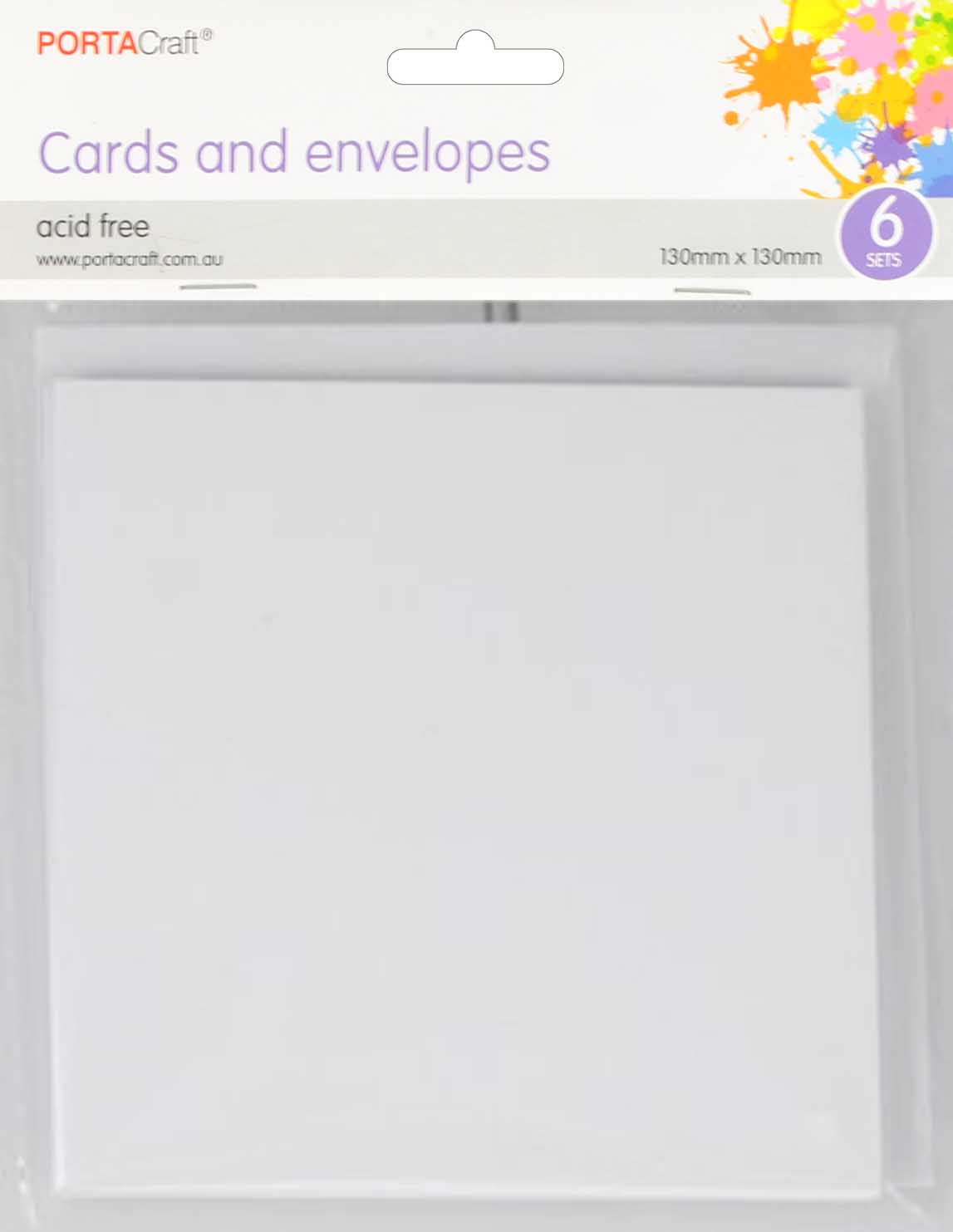 Cards & Envelopes Square 13cm 230gsm 6 Pack 03 White paper craft product photo
