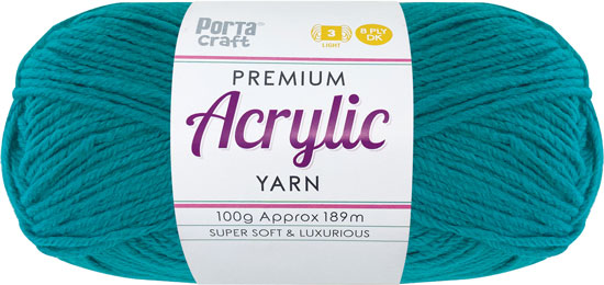 Acrylic Yarn 100g 189m 8 Ply Solid 56 Teal yarn product photo