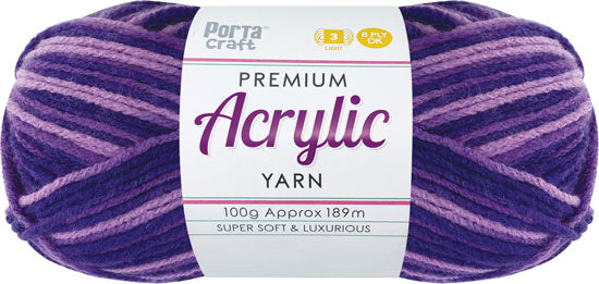 Acrylic Yarn 100g 189m 8 Ply Multi 23 Purple Popper yarn product photo