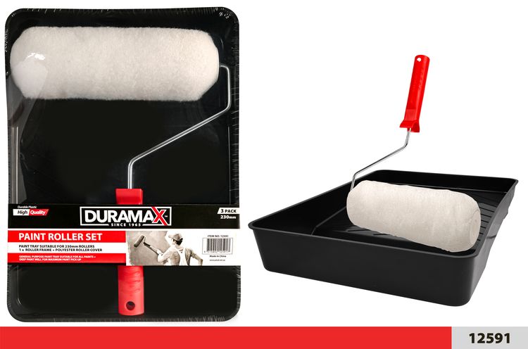 2 Piece Paint Tray with Roller and Cover - 23 cm Length