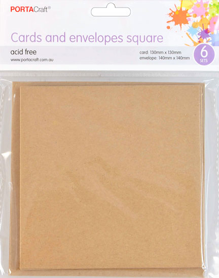 Cards & Envelopes Square 13cm 230gsm 6 Pack 05 Kraft paper craft product photo