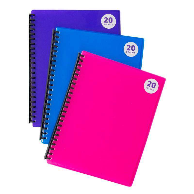 Display Book PP Transparent A4 20 Pockets Assorted Colours - Stationery product at Price Busters Variety