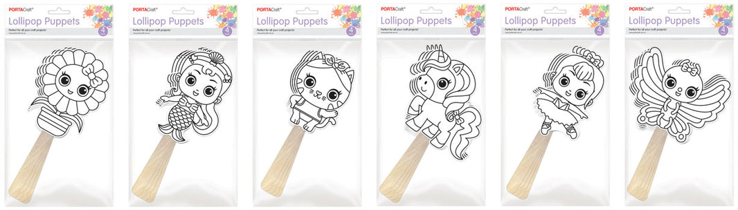 Cardstock Lollipop Puppets 6 Assorted Girls A paper craft product photo