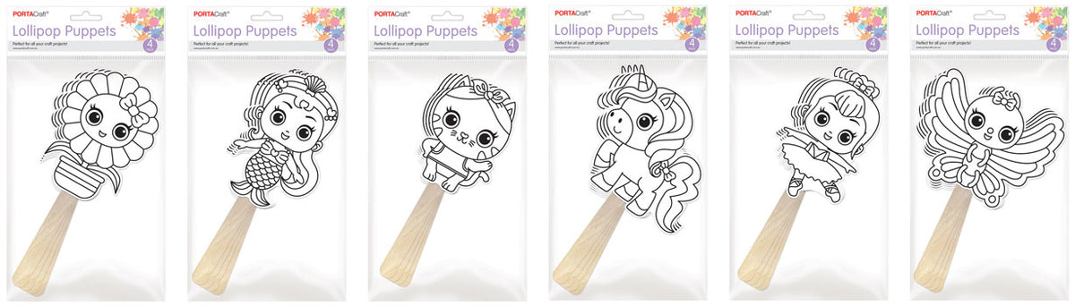 Cardstock Lollipop Puppets 6 Assorted Girls A paper craft product photo