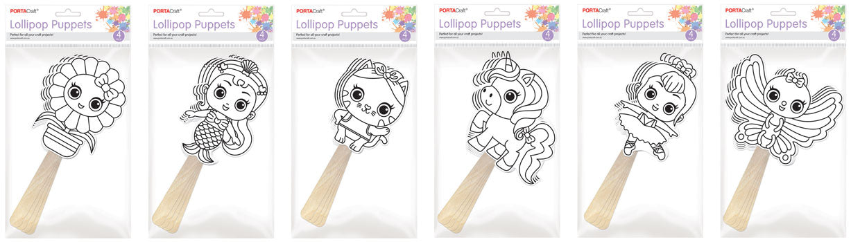 Cardstock Lollipop Puppets 6 Assorted Girls A paper craft product photo