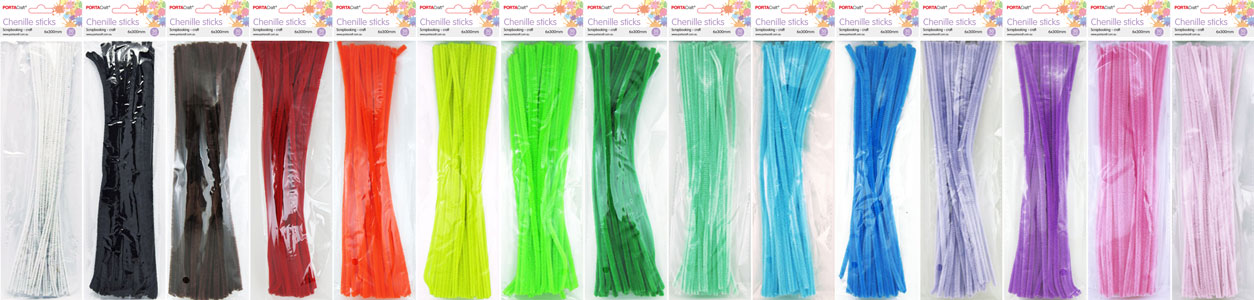 Chenille Sticks 6mm 50pc 20 Assorted Solids craft supplies product photo